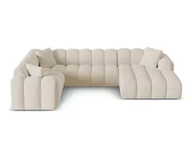 Velvet Panoramic Left Corner Sofa, "Treno", 4 Seats, 330x240x70 Made in Europe