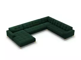 Velvet Panoramic Right Corner Sofa, "Bali", 7 Seats, 327x256x75 Made in Europe