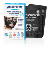 Juodoji plėvelinė kaukė giliam veido odos valymui, SYNERGY DERM nulupama kaukė / 4 x 7 g