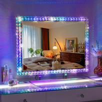 VANITII Tušo veidrodis su RGB apšvietimu 80cm x 60cm LED deimantas Bluetooth garsiakalbis Vaivorykštės režimas