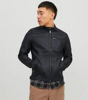 JACK & JONES vyriška dirbtinės odos striukė 12147218*01, juoda, 3XL