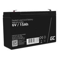 Techninės priežiūros nereikalaujantis AGM VRLA akumuliatorius Green Cell AGM40 6V 15Ah (skirtas signalizacijos sistemai, kasos aparatui, žaislui)