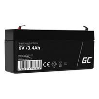 Techninės priežiūros nereikalaujantis AGM VRLA Green Cell AGM38 6V 3,4 Ah akumuliatorius (skirtas signalizacijai, kasos aparatui, žaislui)