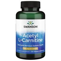 Swanson Acetyl L-Carnitine maisto papildas L-karnitinas, 100 kapsulių