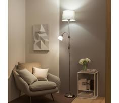 Brilagi - grindinė lempa CERIA 1xE27/100W/230V + 1xE14/25W matinis chromas/pilka