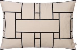 Ferm Living Pagalvės užvalkalas Lattice Offset 40 x 60 cm, kreminės ir juodos spalvos