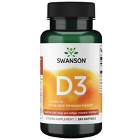 Swanson Vitamin D3 5000IU, 250 kapsulių