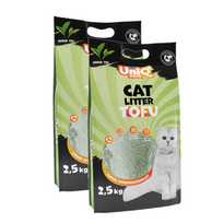 UNIQ PETS biologiškai skaidžios kačių kraikas TOFU, 2x2,5 kg, žaliosios arbatos aromatas