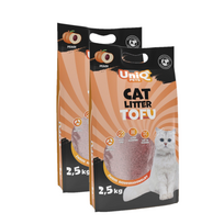 UNIQ PETS biologiškai skaidžios kačių kraikas TOFU, 2x2,5 kg, persikų aromatas