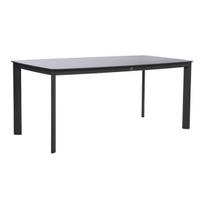 Lauko valgomasis stalas Home4You Beida 180x90 cm metalinis juodas su akmens imitacijos stalviršiu