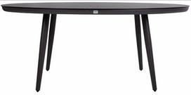 Metalinis lauko stalas Home4You BRISTOL 180x120 cm, pilkas grūdinto stiklo stalviršis, modernus dizainas