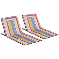 Paplūdimio kilimėlis, 2 sulankstomų paplūdimio gultų su pagalve rinkinys, 134 x 48 x 33-43 cm