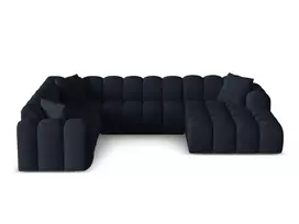 Velvet Panoramic Left Corner Sofa, "Treno", 4 Seats, 330x240x70 Made in Europe