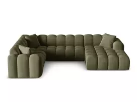 Velvet Panoramic Left Corner Sofa, "Treno", 4 Seats, 330x240x70 Made in Europe