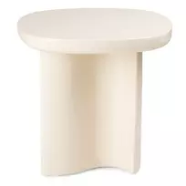 Šoninis staliukas Puro, 50 cm, blizgus, šviesiai smėlio spalvos