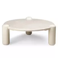 Kavos staliukas „Noemi“, 86 cm, šviesiai smėlio spalvos/marmuro, blizgus