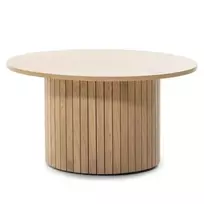 Kavos staliukas „Remigio“, 80 cm, apvalus su lamelių apdaila, ąžuolo