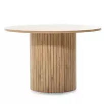 Valgomojo stalas „Remigio“ 120 cm, apvalus su lamelių apdaila, ąžuolo