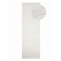 Rankų darbo baltos spalvos iš vilnos mišinio kilimas 80x230 cm Sculptured Blocks – Flair Rugs