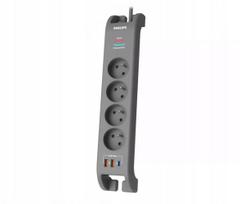 Philips Surge protector power strip 4 sockets 2m 3xUS | Phil-SPN4140GA/60 | 4895229177413