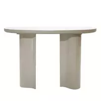 Rašomasis stalas / konsolė „Puro“ 120 cm, šviesiai smėlio spalvos, blizgus