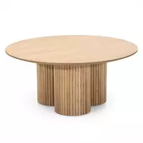 Apvalus kavos staliukas „Vesby“, 100 cm, natūralaus ąžuolo, uosio, lamelių