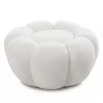 Pufas „Perugia“, baltas, bouclé, apvalūs kontūrai