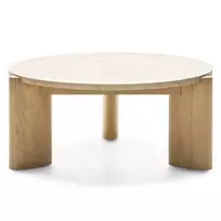 Kavos staliukas „Medley“, 90 cm, apvalus, travertinas/uosis
