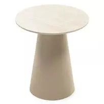 Kavos staliukas „Sakala“, 45 cm skersmens, apvalus, smėlio spalvos, travertino imitacija