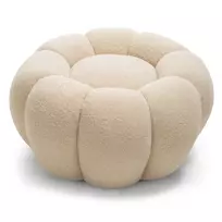 Pufas „Perugia“, smėlio spalvos, bouclé, apvalūs kontūrai