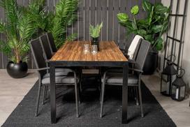Lauko baldų komplektas Venture Design Valgomojo stalas ir fotelio komplektas 200x100 cm Juoda Akacija Sulankstomas