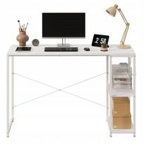 Kompiuterio stalas, loft staliukas, baltas, modernus, elegantiškas, su lentynomis, pramoninis stalas