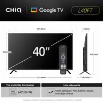 CHiQ L40FT Televizorius 40", FHD, išmanus, Google TV, dbx-tv, Dolby Audio, be rėmelio | L40FT | 8592344206023