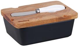 Klausberg sviestinė su mediniu dangteliu ir sviesto peiliu, juoda, KB-7784