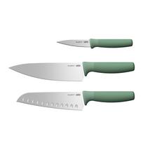 BergHOFF 3 dalių peilių rinkinys - Forest serija su skutimo, šefo ir Santoku peiliais kasdieniam naudojimui