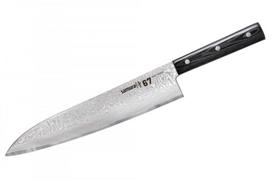 „Samura“ 67 sluoksnių Damasko didysis virėjo peilis – 9,4 (240 mm) – japoniško plieno virtuvės šedevras, skirtas tiksliam pjovimui ir kulinariniam meistriškumui.