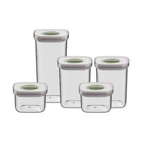 BergHOFF 5 dalių Smart Seal maisto indelių rinkinys - 2x 0,4 l, 2x 1 l, 1x 1,6 l, dėžutės su galimybe sukrauti
