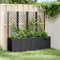 Sodo lovelis su treliažu juodos spalvos 160x40x140cm PP