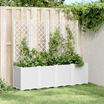 Sodo lovelis su treliažu baltos spalvos 160x40x140cm PP