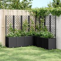 Sodo lovelis su treliažu juodos spalvos 160x160x140cm PP