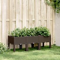 Sodo lovelis su kojomis rudos spalvos 120x40x42cm PP