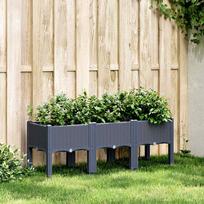 Sodo lovelis su kojomis melsvai pilkos spalvos 120x40x42cm PP