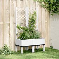 Sodo lovelis su treliažu baltos spalvos 80x40x142cm PP