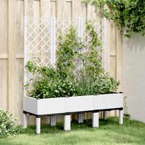 Sodo lovelis su treliažu baltos spalvos 120x40x142cm PP