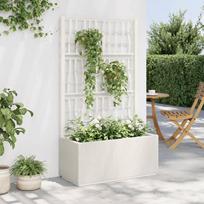 Sodo lovelis su treliažu baltos spalvos 80x36x140cm PP