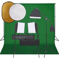 Fotostudijos rinkinys su šviestuvais fonu ir reflektoriumi