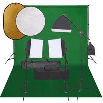 Fotostudijos rinkinys su šviestuvais fonu ir reflektoriumi