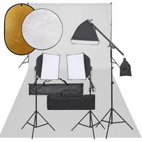 Fotostudijos rinkinys su šviestuvais fonu ir reflektoriumi