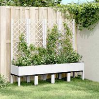Sodo lovelis su treliažu baltos spalvos 160x40x142cm PP
