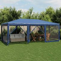 Proginė palapinė su 10 tinklinėmis sienomis mėlyna 6x4m HDPE